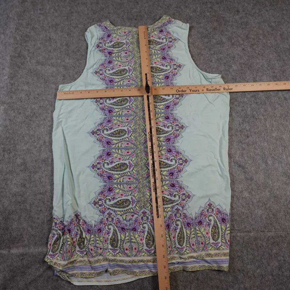 J. Jill Top Womens Small/Medium? Tunic Tank Sleeveless Paisley Floral Button Up - Picture 5 of 8